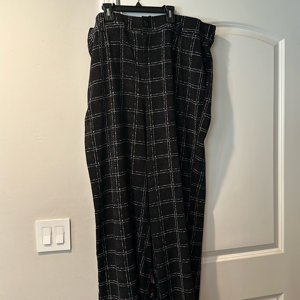 Plaid wide leg pants
